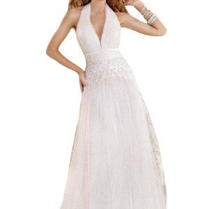 NWT Tarik Ediz 92346 Tulle Wedding Dress Krem Size 10